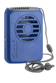 O2COOL Portable Neck Personal Travel USB Battery Powered Adjustable Lanyard Cooling Fan Blue