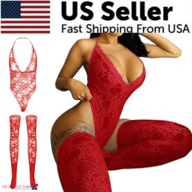 Women Lace Sexy Lingerie Nightwear Babydoll Sleepwear Bodysuit Dress Plus Size (Lingerie Size: Extra Large, Lingerie Color: Red)