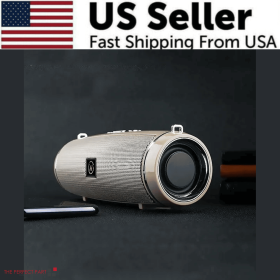 Bluetooth 5.1 Speaker Wireless Waterproof Outdoor Stereo LOUD Bass USB/TF Strap (Speaker Color: Gold)