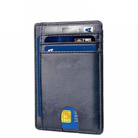 Mens Leather Slim Wallet Credit Card Holder RFID Blocking Pocket ID Money PU USA (Pattern: Smooth Blue)