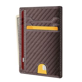 Mens Leather Slim Wallet Credit Card Holder RFID Blocking Pocket ID Money PU USA (Pattern: Carbon Fiber Coffee)